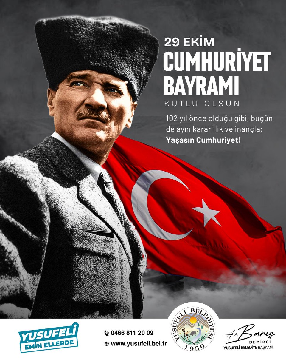 🇹🇷 Cumhuriyet 102 Yaşında!

Cumhuriyet, yalnızca bir yönetim biçimi değil; özgürlüğün, eşitliğin ve umut dolu yarınların adıdır.

102 yıldır bizlere ışık olan bu büyük emaneti, aynı inanç ve kararlılıkla geleceğe taşıyacağız.
Cumhuriyetimizin 102. yılı kutlu olsun!