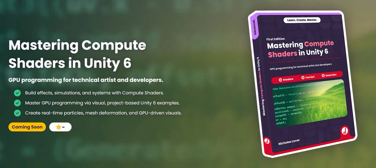 ushadersbible's tweet image. It&apos;s official! We&apos;re writing Mastering Compute Shaders in Unity! Join the wishlist today and get discounts! 🔥 jettelly.com/store/masterin…

#madewithunity #indiedev #gamedev