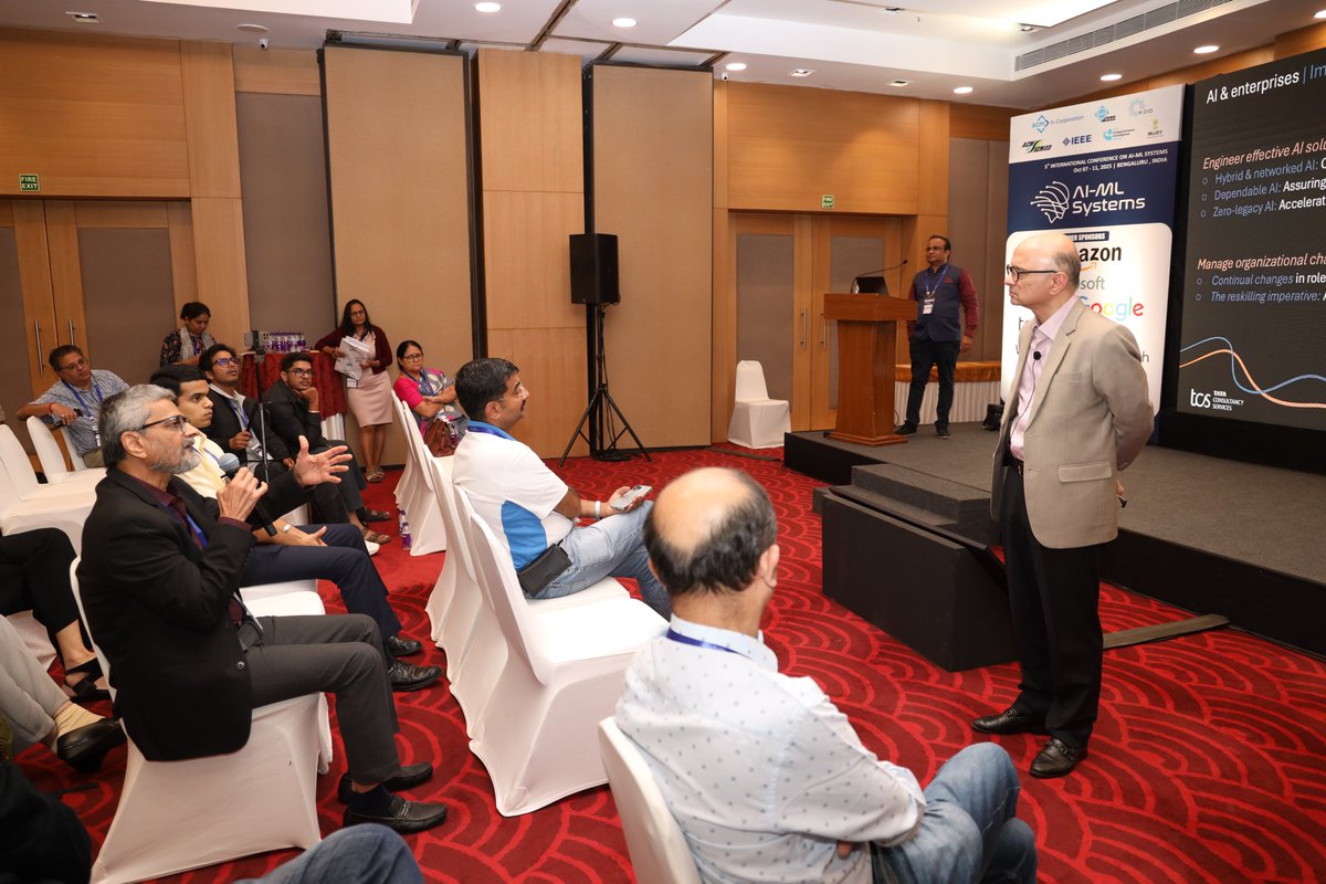 TCSResearch's tweet image. As humans and machines begin to collaborate more closely, the way we work is being reimagined.
At the International Conference on @aimlsystems 2025, our Chief Technology Officer, Dr. Harrick Vin, delivered a banquet talk on how human-AI collaboration is reshaping work and…