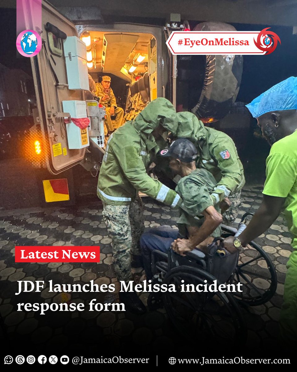JamaicaObserver's tweet image. The Jamaica Defence Force (JDF) has launched an incident response form for locals to report anything they observe during the passage of the storm.

The JDF warned that the survey is not intended to trigger an immediate response and urged residents in a life-threatening situation…