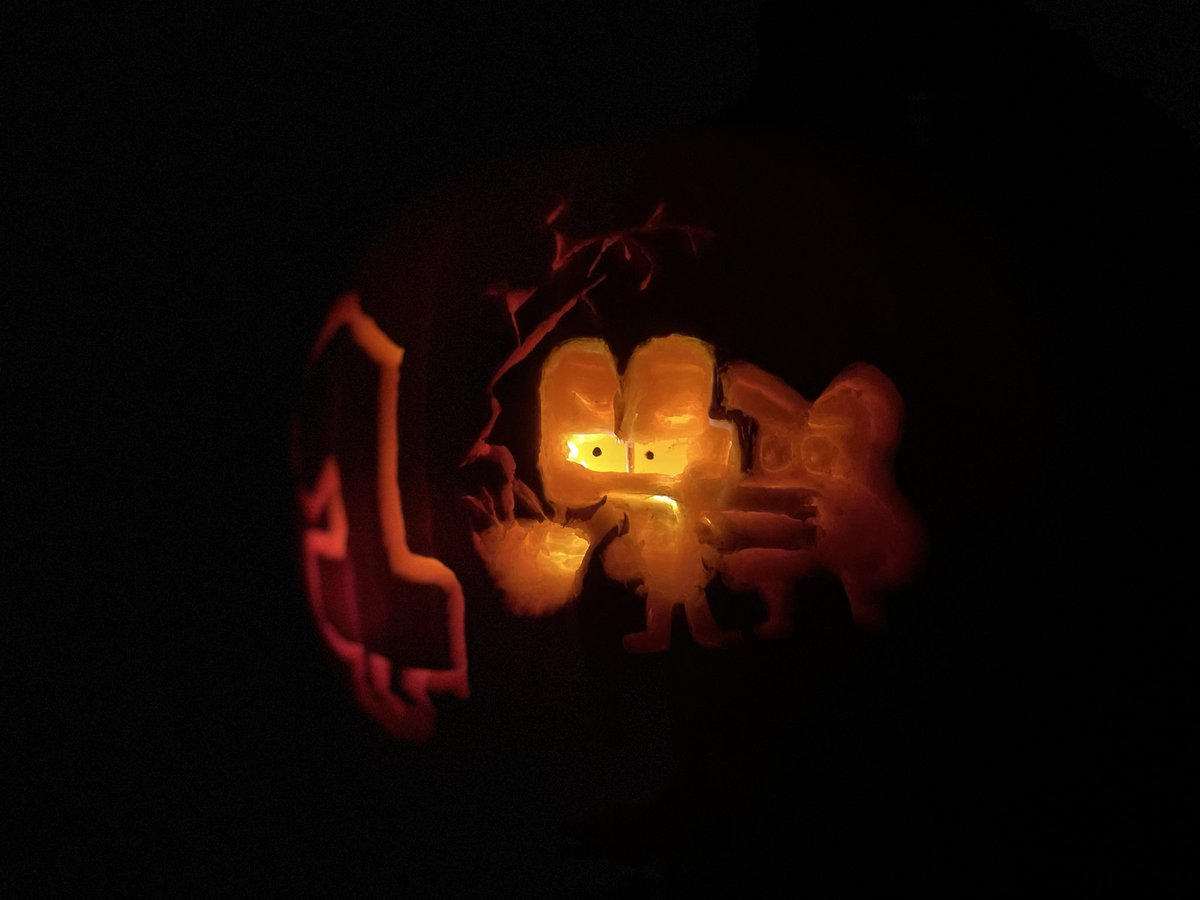 My kid and I recreated this epic scene on a pumpkin from #TPOT20 for the #BFDICONTEST  <a href="/jacknjellify/">Jacknjellify</a> #FourX