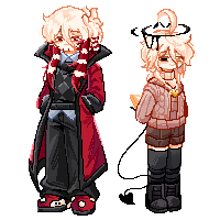 Death_hawkmoth's tweet image. Pixel Damon, Clara and also they but Damon is Ivory Wraith and Clara is Pc from DOL &amp;lt;3

#Br0kenColors 
#Br0kenColorsDamon 
#Br0kenColorsOC