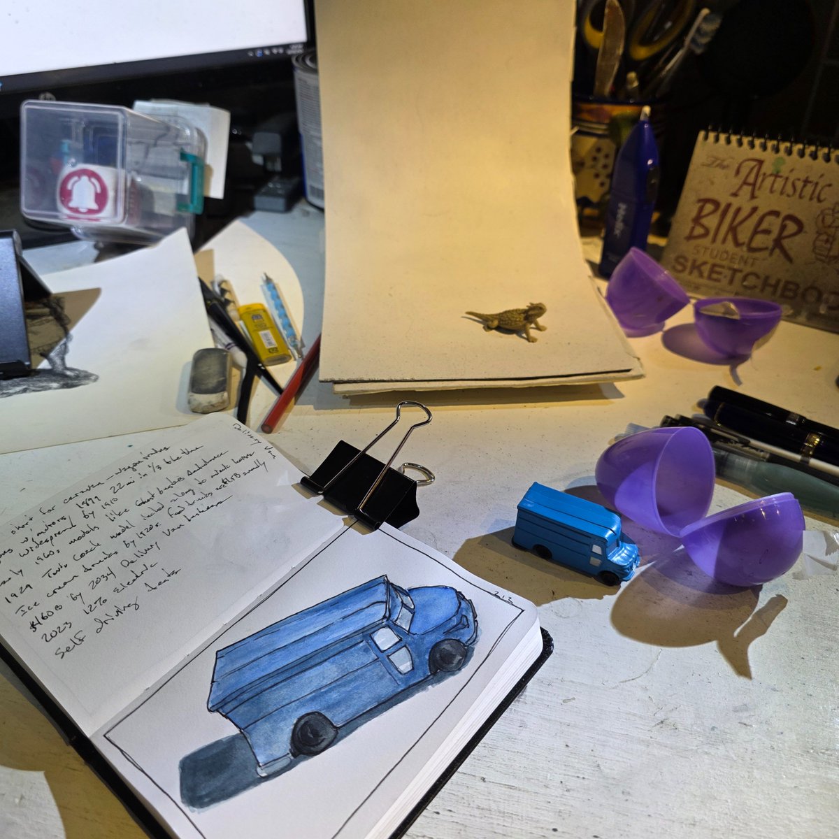 ArtisticBiker's tweet photo. Setting up the horned toad sketch for tomorrow's livestream. Sketch &amp; Coffee, Live! is streamed daily at 5:30am, Texas Time, at the YouTubes https://t.co/dGAp37LOrZ #art #science #history #nature #sketch #hornedlizard https://t.co/OTQbynCN2k
