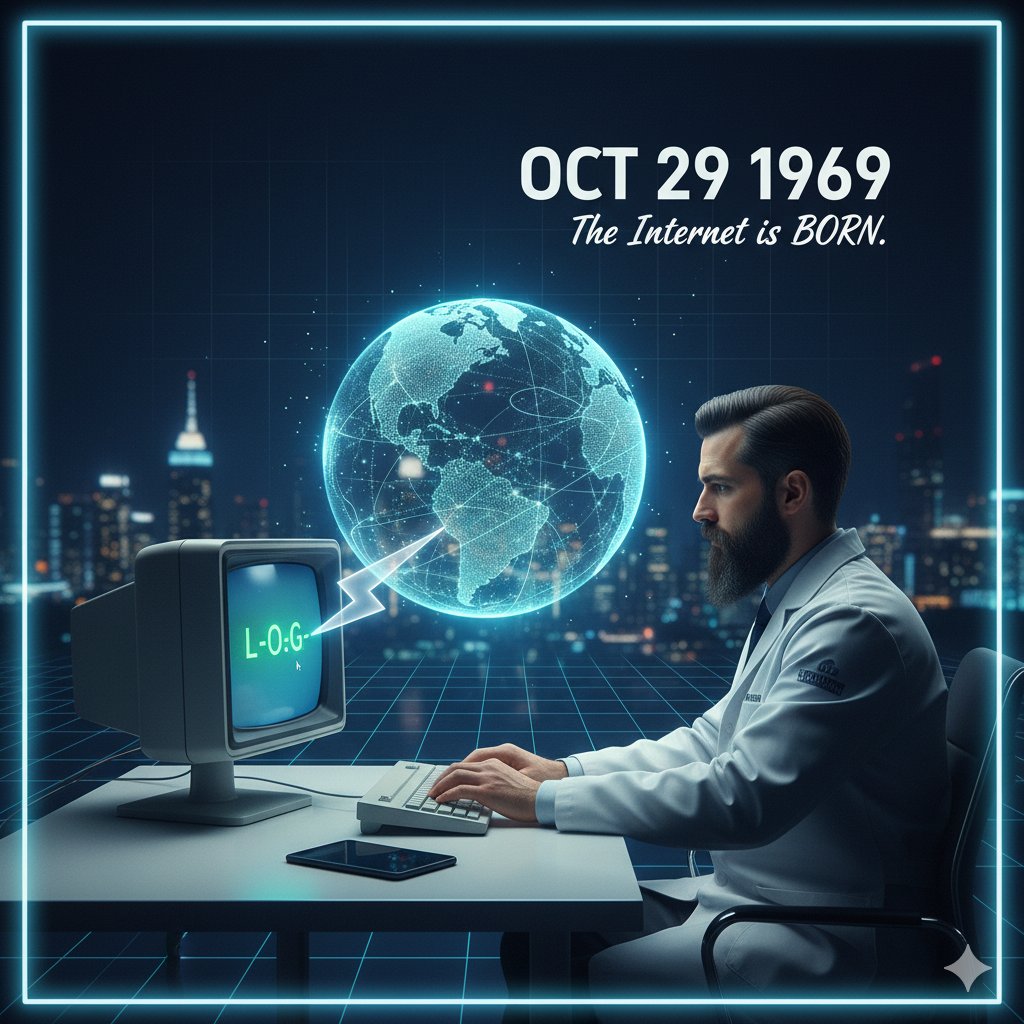 hajimenoipo's tweet image. 1969年10月29日は、インターネットの元型「ARPANET」で初の通信が行われた「インターネット誕生日」👏🎂
「LOGIN」と送ろうとし&quot;&quot;G&quot;&quot;でシステムがクラッシュしたのが始まり。ここから世界を変える革命が始まったと思うと胸熱❗
#インターネット誕生日 #ARPANET