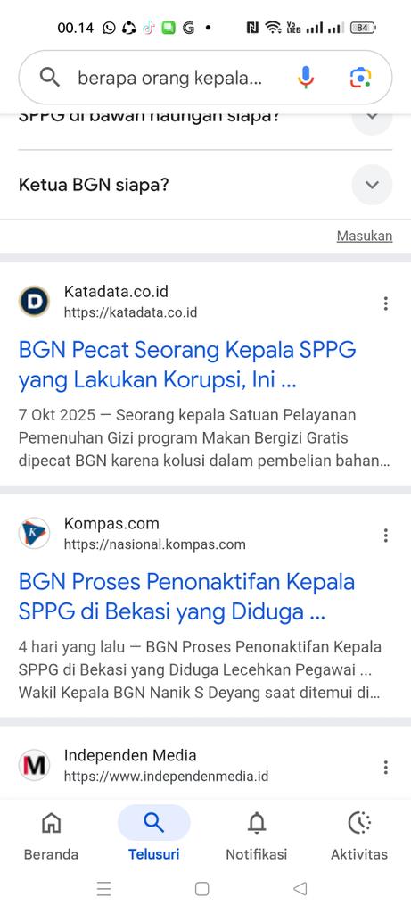 Ternyata
Kenapa MBG ada beberapa kasus? 
Salah satu penyebab nya.
3 org SPPI yg di tugaskan BGN di SPPG, satu org jadi kepala SPPG. 
Lalu ambil alih semua kegiatan di SPPG, membawahi 45 org pekerja.
Mitra pemilik dapur SPPG berpengalaman katering, duduk menyaksikan, tdk berwenang