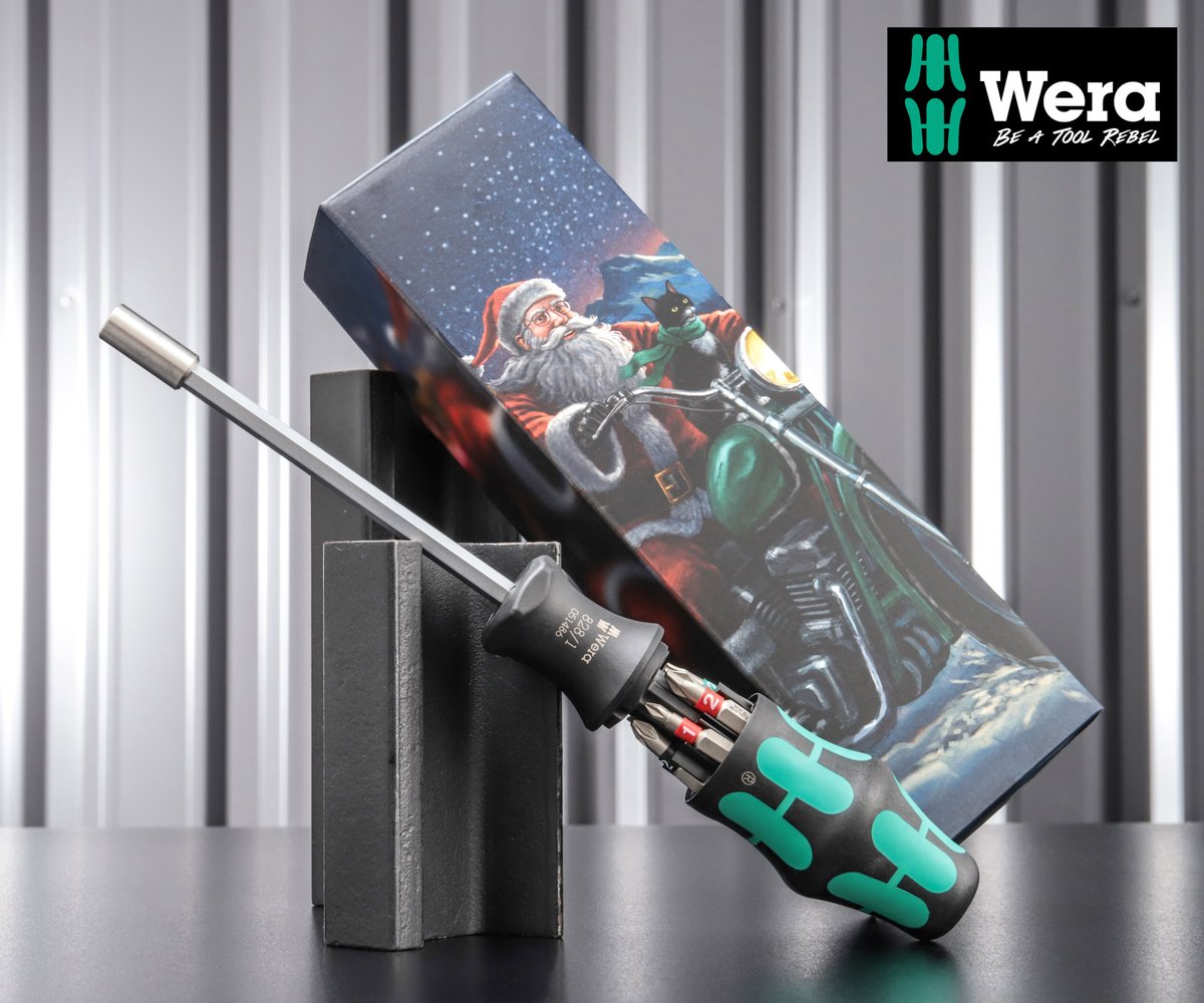 そして最後は！マガジンを内蔵した、Weraの多機能ビットドライバー🎄✨

🈁ems-tools.jp/products/wera-…

グリップエンドのボタンを押すと、ビュンっとマガジンが開く、ビットハンドル🪛
ビット6点がついてて、携帯用にも便利ですよ〜🤩
もちろん！プレゼントとしてもオススメです😆