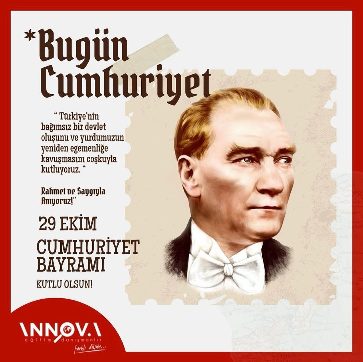 Cumhuriyetimizin kurucusu Gazi Mustafa Kemal Atatürk başta olmak üzere kahraman silah arkadaşlarını, aziz şehitlerimizi ve gazilerimizi rahmet ve şükranla anıyoruz.Cumhuriyet Bayramımızın 102.Yılı kutlu olsun!
🇹🇷🇹🇷🇹🇷
#29Ekim #CumhuriyetBayramı #102years #29ekimcumhuriyetbayramı