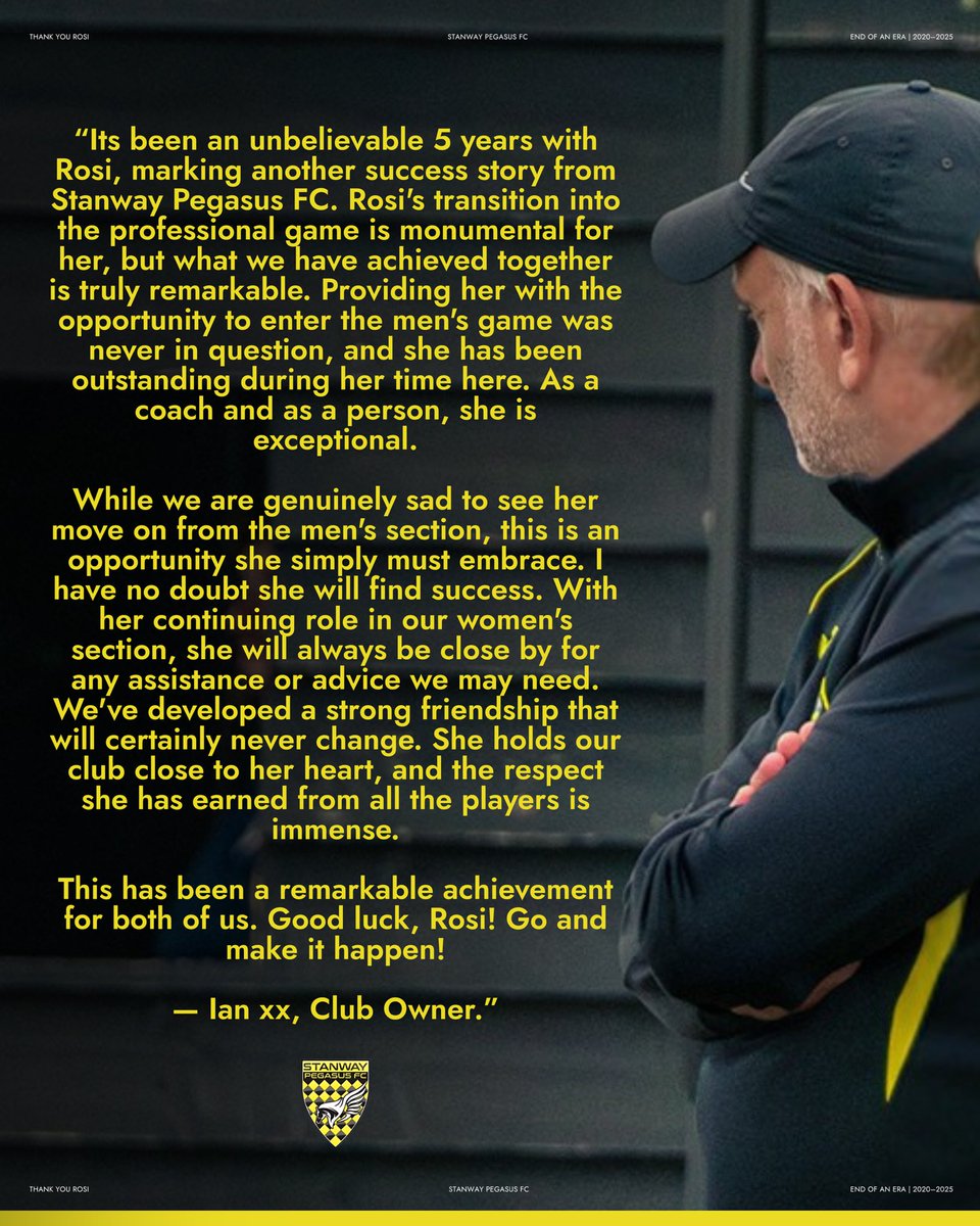 It’s with heavy hearts that today we say goodbye to Rosi Webb, who departs as our First Team Manager💛

A huge thank you for everything <a href="/Rosi_Webb/">Rosi Webb</a> you’ll always be a part of our club, we wish you the best of luck in your career. 

Full statement from Club Owner Ian Booth below👇