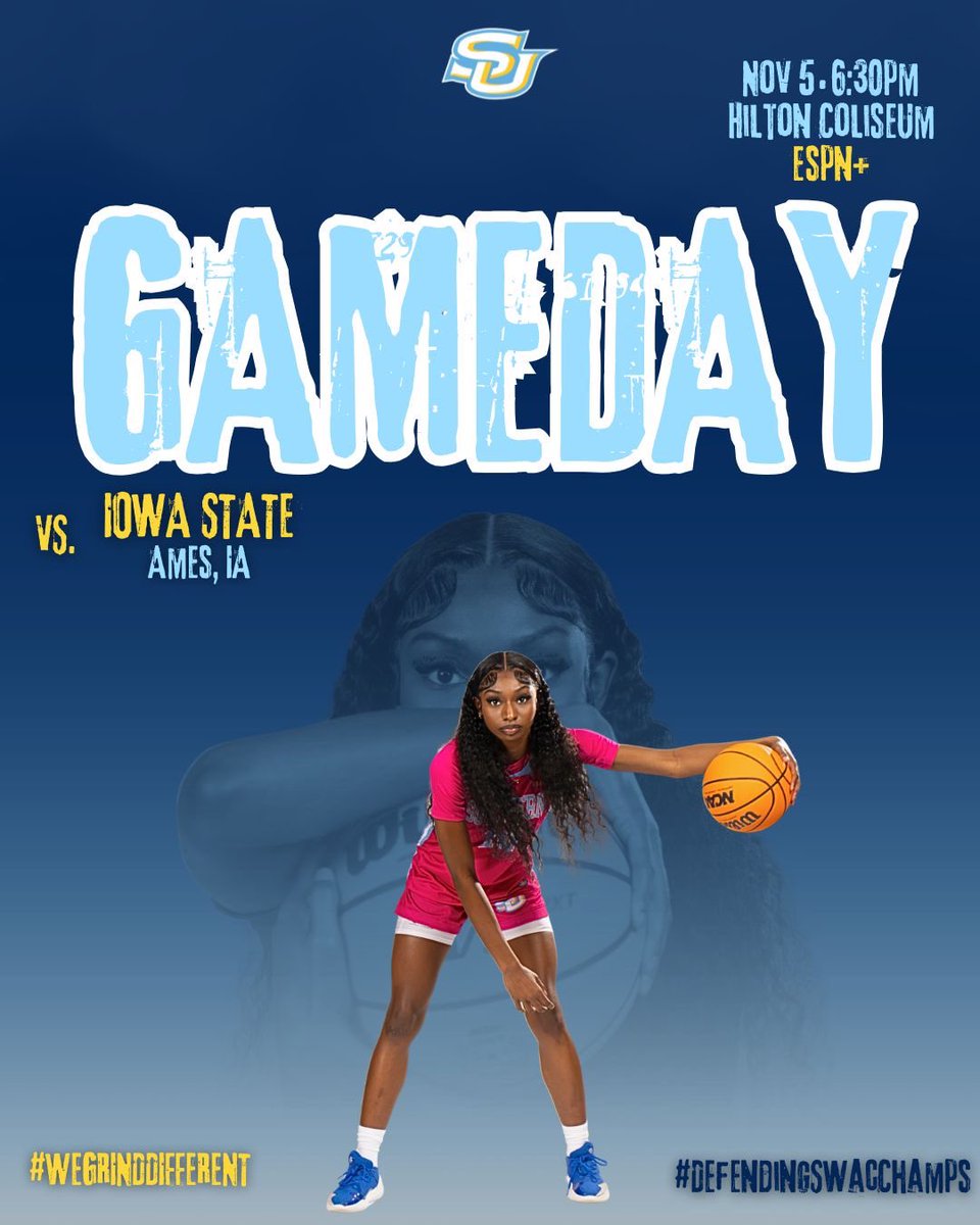 💙💛 It’s GAMEDAY in Ames!
🔹 Southern vs. Iowa State
🕡 6:30 PM | 📍 Hilton Coliseum
📺 ESPN+
#WeGrindDifferent | #DefendingSWACChamps