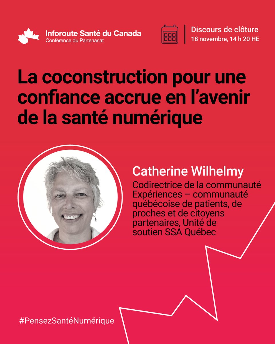 Nous avons le plaisir d’annoncer que Catherine Wilhelmy viendraprononcer le discours de clôture à la Conférence du Partenariat 2025 d’Inforoute. bit.ly/4ntK9bz #PensezSantéNumérique
