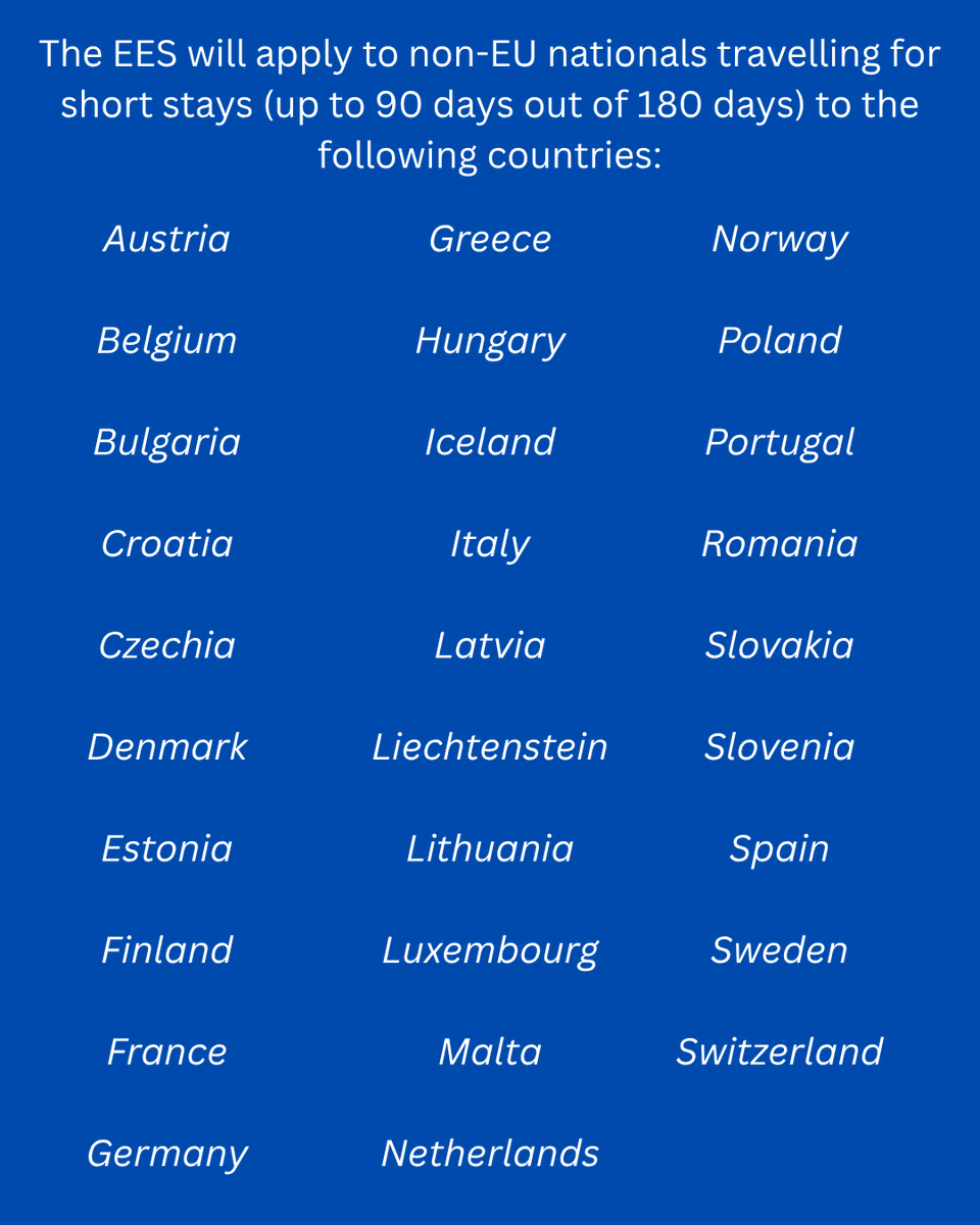 BDABXLOffice's tweet photo. Attention travellers from Bermuda: The EU has launched a new Entry and Exit System. The EU’s new Entry and Exit System (EES) started operations in October 2025. European countries using the EES will implement the system gradually at their external borders, by 10 April 2026. 🇧🇲🇪🇺 https://t.co/FXDcVU2oUL