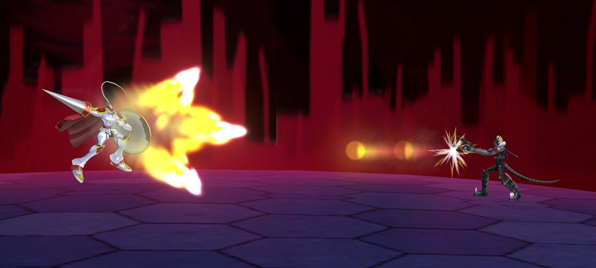 DRA_Remake's tweet image. Guilmon is a stubborn fighter that can charge into battle uninterrupted and fire hazardous pyro spheres. His evolution, Gallantmon, further emphasizes this, jousting with armored attacks while denying the enemy mobility with sweeping range.

#projectdigimon #guilmon #gallantmon
