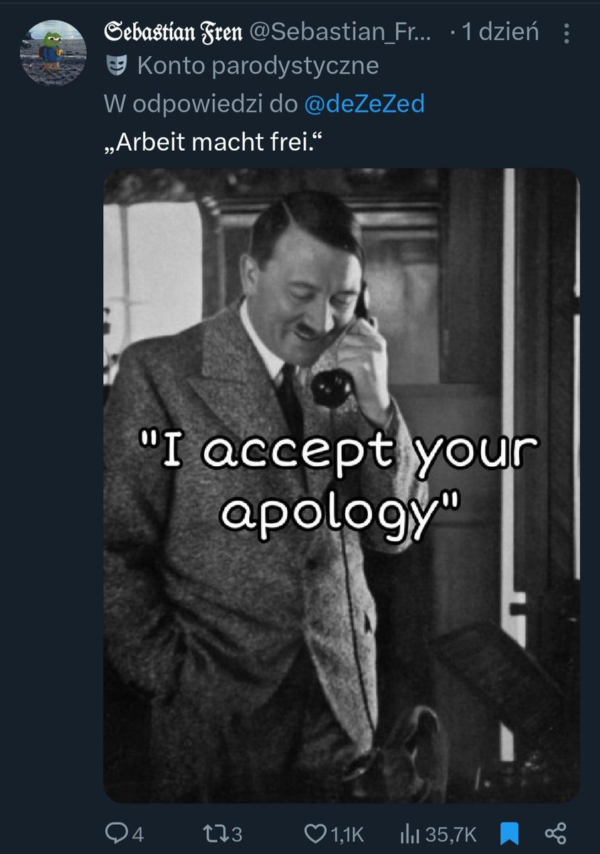 JustynaAwska's tweet photo. Czy ktoś chciałby się pobawić w #NaziHunters?
Oto polski neonazista, otwarcie gloryfikujący Hitlera. Pod postem z AH jest 1100 🖤 w 1 dzień. Pod jego twarzą tylko 2 🤪
Zgłaszajcie to konto jako mielegalne, zgłaszajcie rasizm i gloryfikację nazizmu. Zróbmy też fejm! 🔥🔥🔥 https://t.co/lI0gqKmeVg