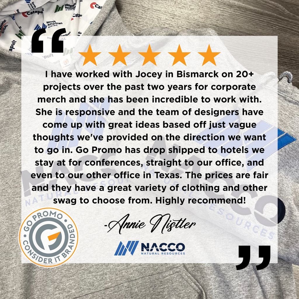 We’re so grateful for partnerships like NACCO Natural Resources. Thank you to Annie and the rest of their team for the kind words and continued trust.

Want to see what else makes Go Promo stand out? Check out what other clients have to say. buff.ly/aNdP1jz