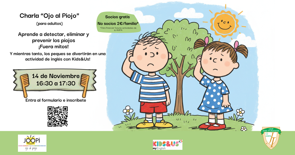 🧠✨ ¡Fuera mitos sobre los piojos!
¿Sabías que detectarlos y prevenirlos puede ser más fácil de lo que piensas? 👀

🔗 Inscríbete escaneando el QR del cartel o desde el formulario online.
#OjoAlPiojo #KidsAndUs