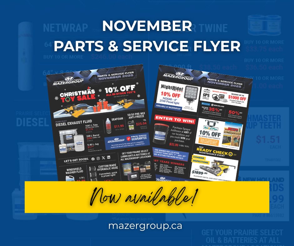 Take a look at our latest Parts &amp; Service flyer! Check out our monthly deals including:
✅10% Off All in stock toys
✅DEF Fluid
✅Combine Inspection
&amp; more!

View our full flyer here: loom.ly/Ejyro0s