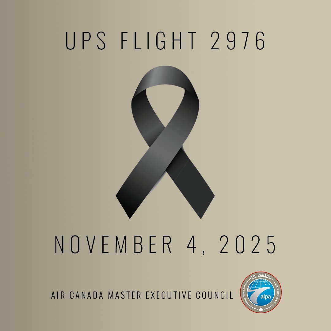 On behalf of all Air Canada pilots, our hearts are heavy as we extend our deepest condolences to the families, friends, and colleagues affected by the tragic loss of UPS Flight 2976.