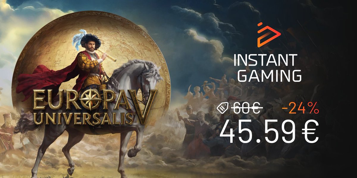 🚨 Ya está disponible Europa Universalis V en <a href="/InstantGamingES/">Instant Gaming</a>  🚨

Mapa ampliado y más detallado, economía revisada, sistema de gobierno y sociedad más profundo, etc...

Prepárate para conquistar, comerciar y ser un diplomático como nunca antes!!

➡️instant-gaming.com/es/19292-compr…