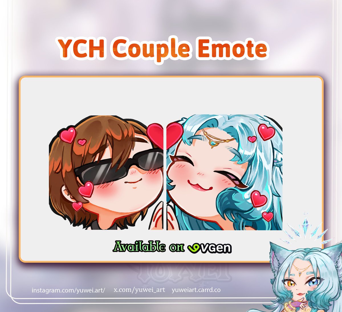 - ✨YCH Couple emote✨ 

 💫New on my Vgen services
 💫 Don't hesitate to check it out on 🔗