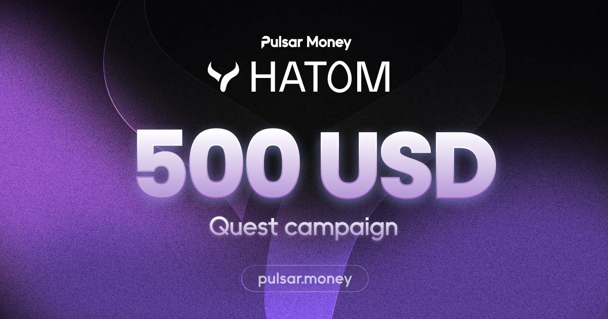 PulsarMoneyApp's tweet image. 🆕 New Quest: @HatomProtocol

Hatom provides an unparalleled DeFi experience that perfectly blends top-tier security with seamless user interaction.

💰 Prize Pool: $500 in $HTM
👉 Join: mvx.pulsar.money/quests/hatom-2

@PulsarMvX send 50 HTM to 10 reactions