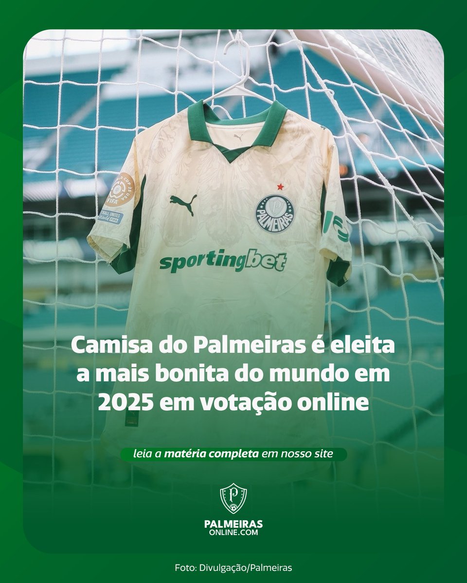 palmeirasonline's tweet photo. 😍 A MAIS BONITA DO MUNDO! A camisa que o Palmeiras lançou para a disputa do Mundial de Clubes da FIFA foi eleita a mais bonita da Puma no mundo em 2025, em uma votação online realizada pela fabricante de material esportivo. Em uma votação ao estilo mata-mata, para chegar à… https://t.co/cH1NZ3i5TA