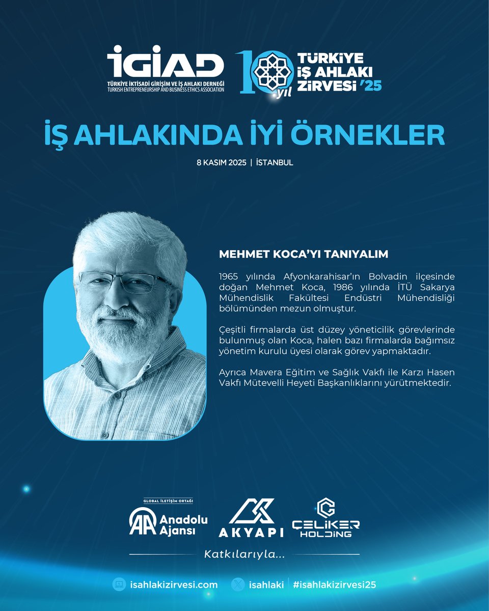 İş Ahlakında İyi Örnekler

Türkiye İş Ahlakı Zirvesi’25’in 1. oturumunda
Karzı Hasen Vakfı ve Mavera Eğitim ve Sağlık Vakfı Mütevelli Heyeti Başkanı Sayın Mehmet KOCA konuşmalarını gerçekleştirecek.

Sayın <a href="/MehmetKocaTr/">Mehmet Koca</a> 'yı tanıyalım.

#işahlakındaiyiörnekler #isahlakizirvesi25
