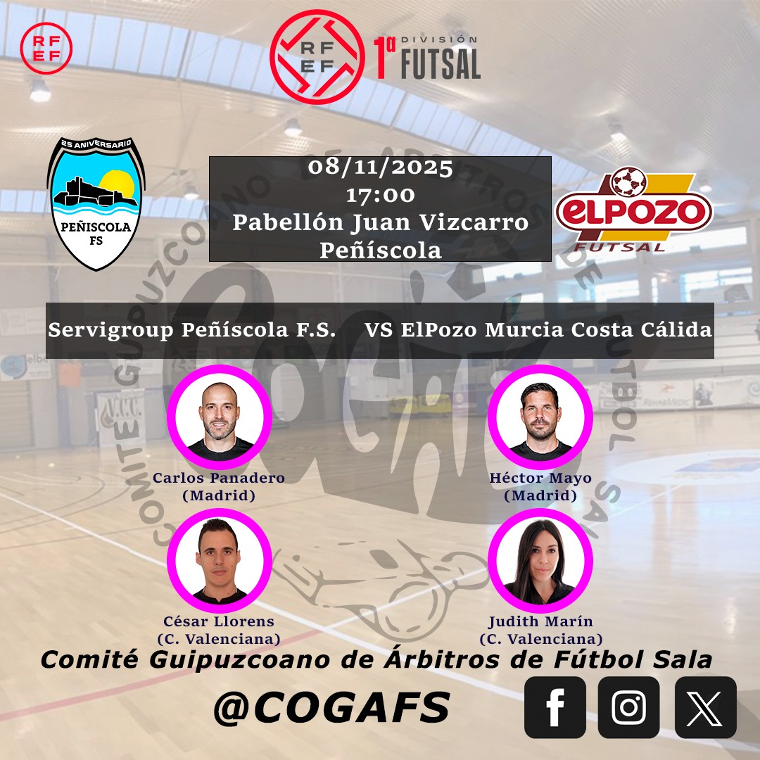 CoGAFS's tweet photo. 📄 Designaciones | 1ª División | Jª 9

#futsal #aretofutbola #futsalreferee #referee #arbitro #arbitra #ctafs #rfef #designaciones #quenotelocuenten #cogafs https://t.co/1h5Vzjsh1v