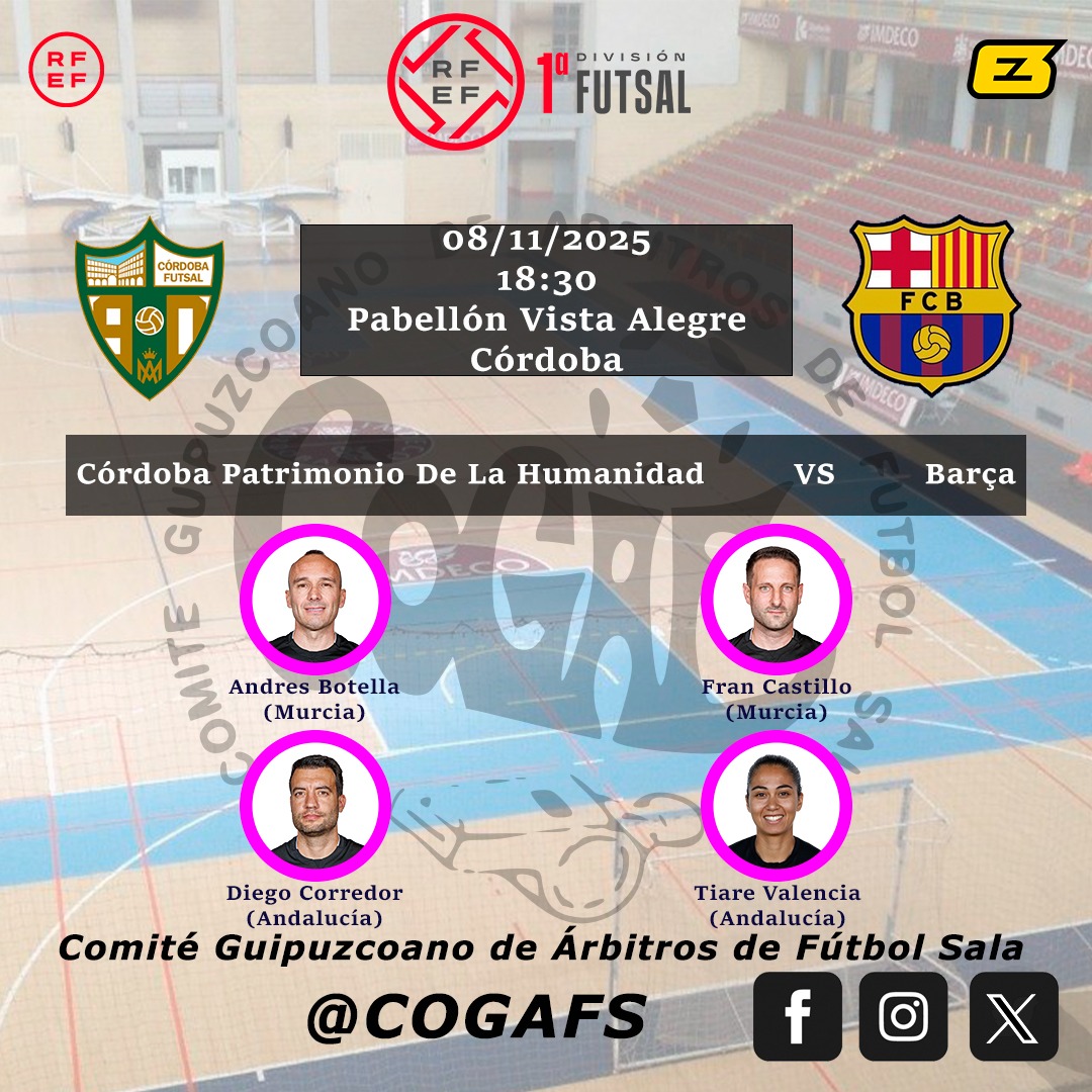 CoGAFS's tweet photo. 📄 Designaciones | 1ª División | Jª 9

#futsal #aretofutbola #futsalreferee #referee #arbitro #arbitra #ctafs #rfef #designaciones #quenotelocuenten #cogafs https://t.co/1h5Vzjsh1v
