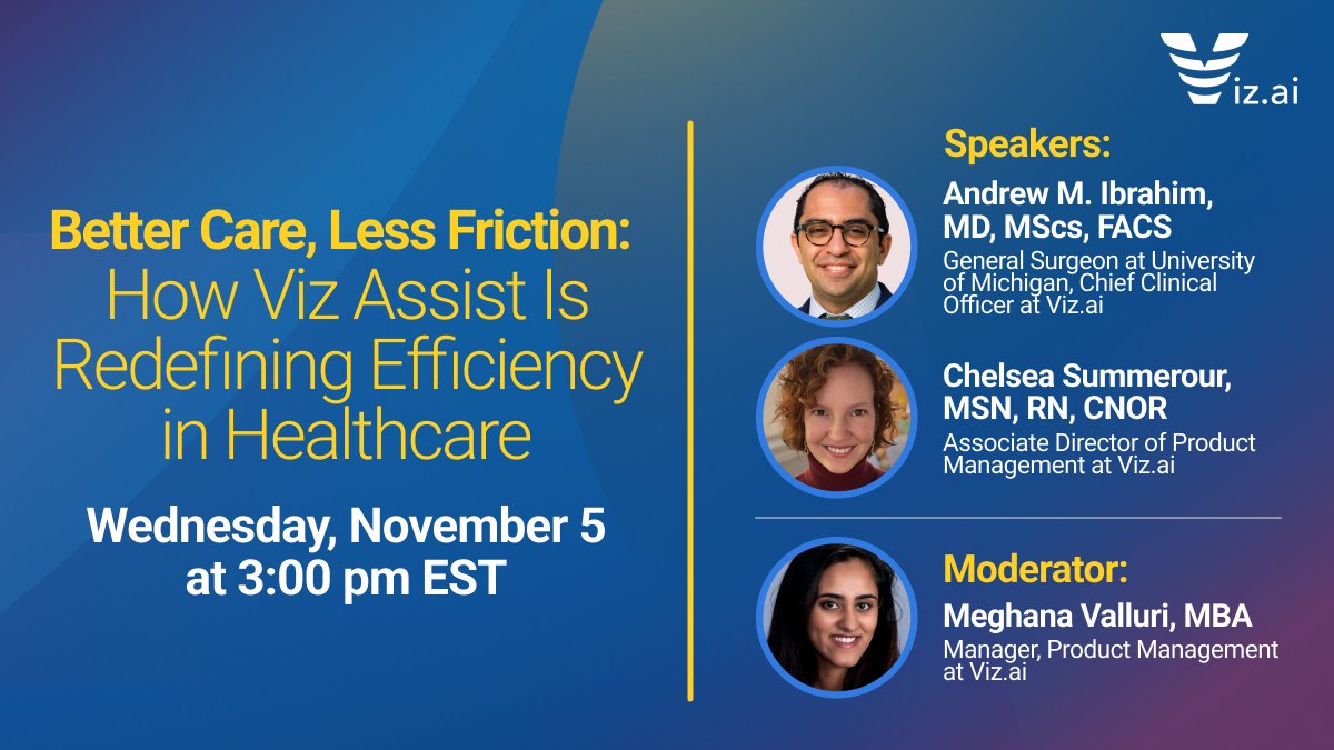 Too much data. Too many systems. Not enough time for patients.

Join us today at 3pm ET to see how Viz Assist helps teams focus on what matters most.

Register: viz-ai.zoom.us/webinar/regist…