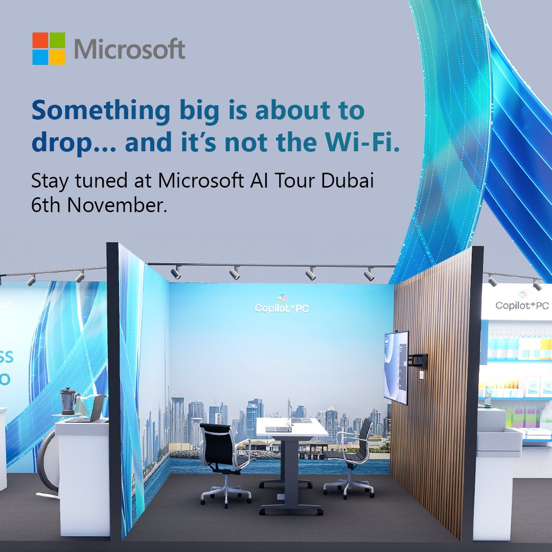 SurfaceArabia's tweet image. Meetings, family chats, and “just checking in” emails; we’ve all been there.
But something’s about to make it easier… 👀

ايميلات، اجتماعات، وحتى سوالف العيلة…في شي جاي بيسهّلها عليك 😉
#MicrosoftAITour #AITourDubai #MicrosoftSurface