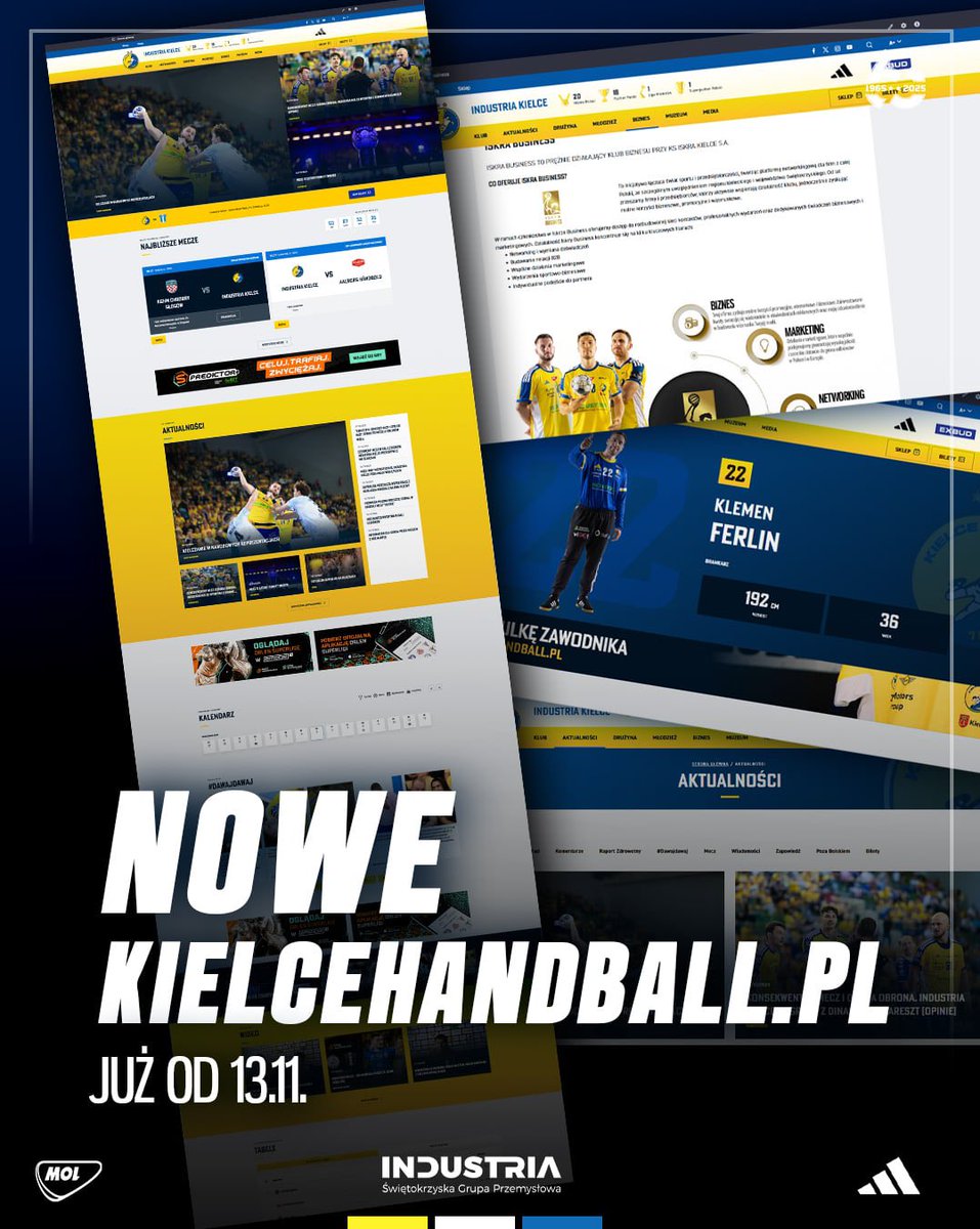 🆕🖥️ Już niebawem premiera zupełnie nowej strony internetowej <a href="/kielcehandball/">Industria Kielce</a>! 

Przygotowaliśmy dla Was świeży wygląd, więcej informacji i jeszcze lepszy dostęp do wszystkiego, co dotyczy naszego Klubu! 🟨⬜️🟦

kielcehandball.pl

⏳ Tymczasem nowy sklep internetowy i