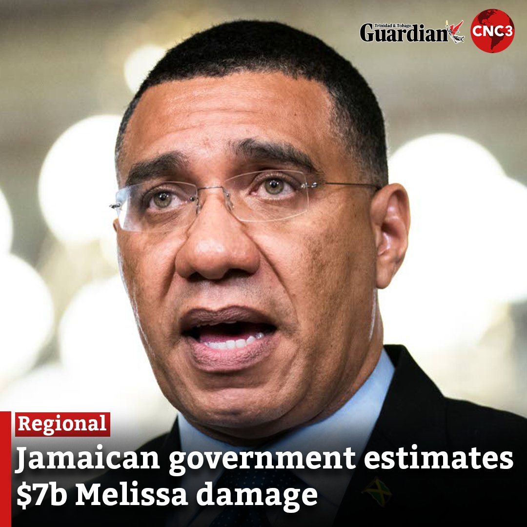 The Jamaican government says the preliminary estimate of the damage caused by Hurricane Melissa when it slammed into the country last Tuesday has been put at an estimated cost as high as US$7 billion.

Read more:
cnc3.co.tt/jamaican-gover…