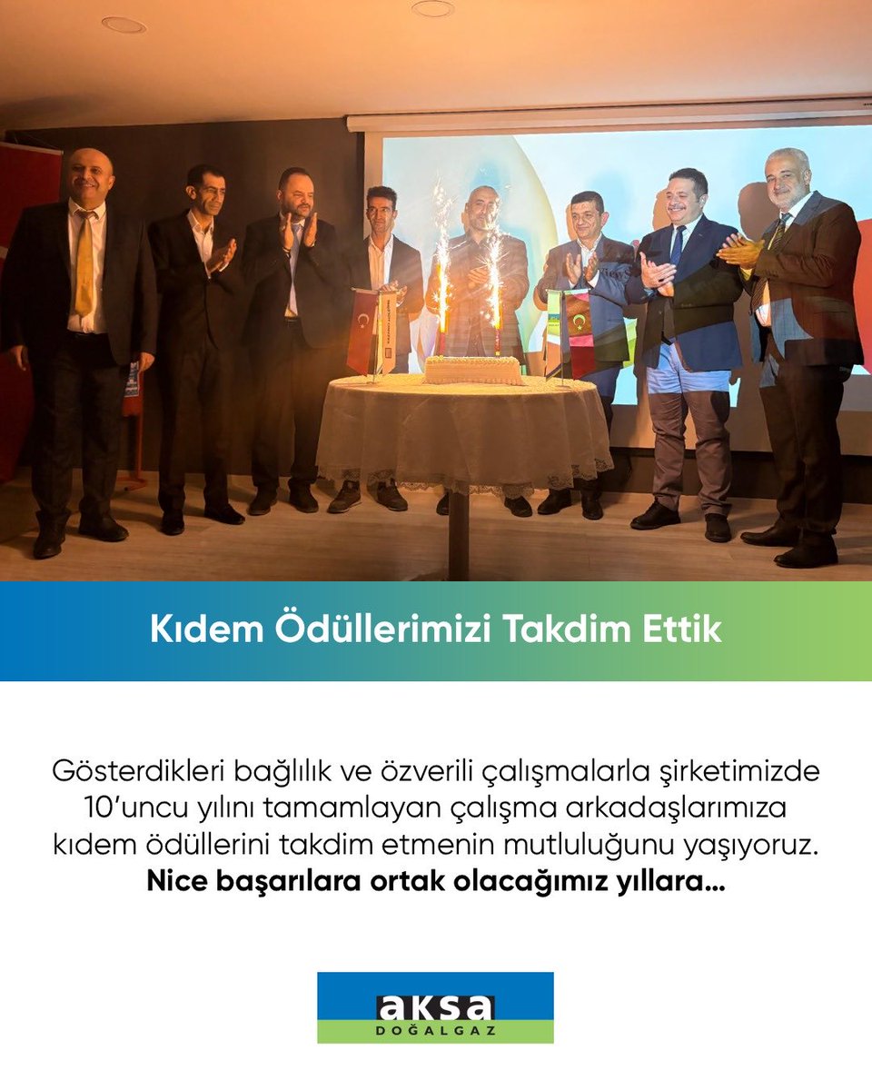 Gösterdikleri bağlılık ve özverili çalışmalarla şirketimizde 10’uncu yılını  tamamlayan çalışma arkadaşlarımıza kıdem ödüllerini takdim etmenin mutluluğunu yaşıyoruz. 
Nice başarılara ortak olacağımız yıllara …