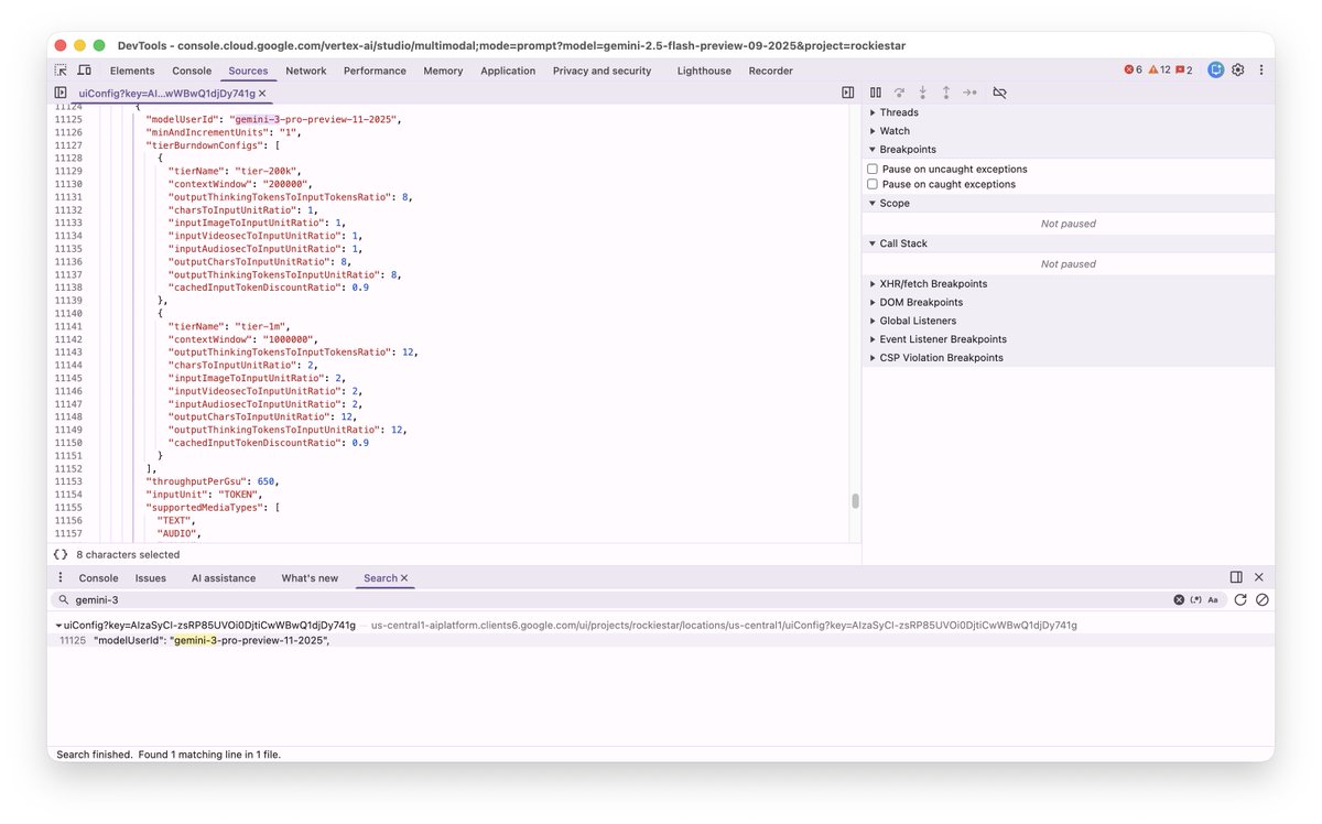How to find Gemini 3 pro in Vertex AI?

1. Open Vertex AI Chat
2. CMD + Option + F to search "gemini-3"