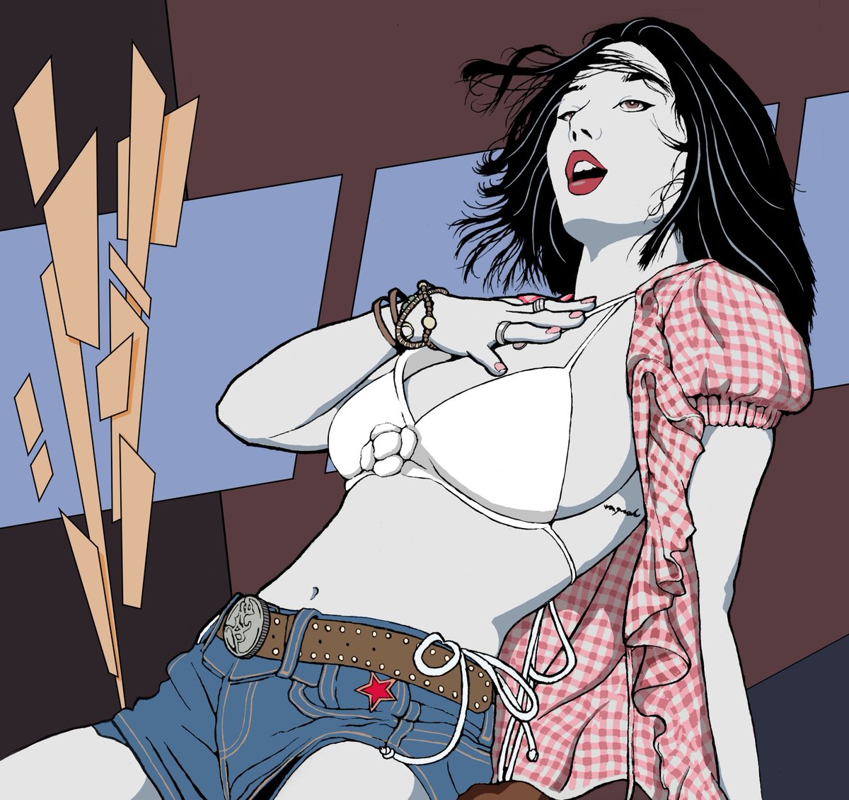 00HartAttack00's tweet photo. Kwon Ebuni - Waterbomb 
1) Finished
2) one that ended up looking like something by @kentaylorart 
3) one I did to make it look like a #patricknagel piece
4) scan of original drawing

I may have spent too much time on this one. Lol
@KWONEUNBI #kwoneunbi https://t.co/uOjhVtg6N0