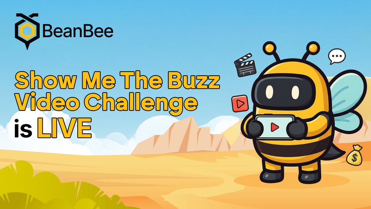 BeanBeeAI's tweet image. &quot;Show Me the Buzz Video Challenge&quot; is LIVE! 🎬

It’s your time to shine!
Create a short, fun, and creative video showing your experience with BeanBee.

🎥 Post it on X, TikTok, or Instagram Reels
🏷️ Tag @BeanBeeAI and use #BeanBeeBuzz #DeFiMadeSimple
💰 Prize pool: $150

Top 3…