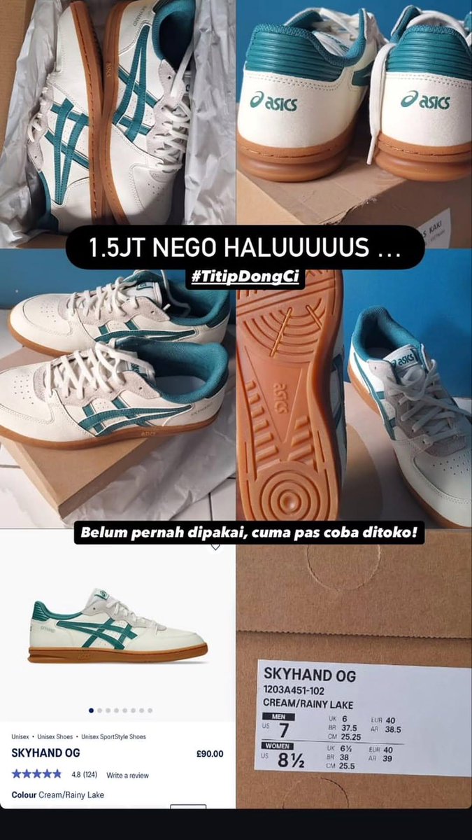 WTS Asics Skyhand OG uk. 40, info detil lebih lanjut boleh reply atau lgsg dm ya 🤝🏻 

#wts #asics #sepatuasics #skyhandog