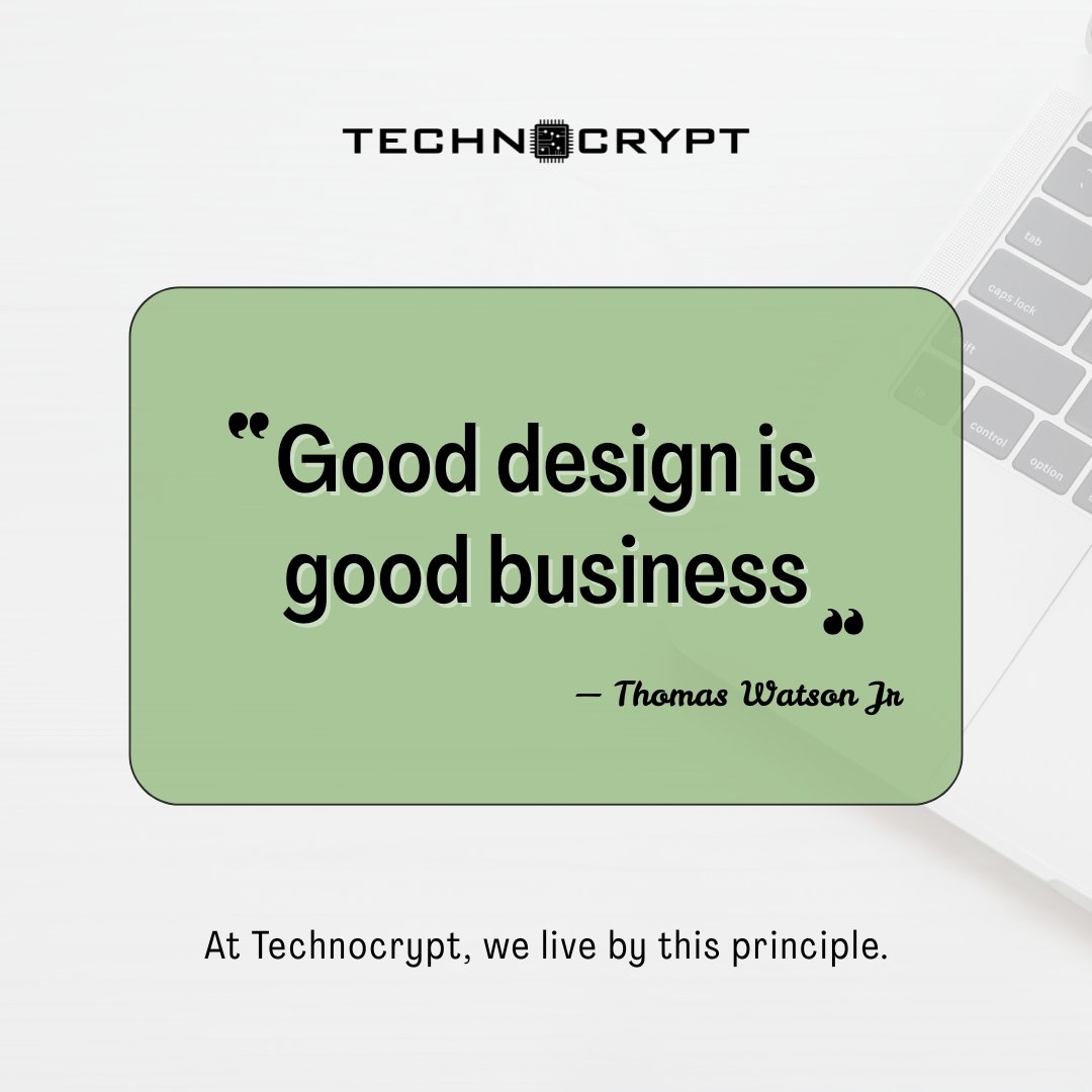 technocrypt's tweet image. Good design is good business.

At Technocrypt, we don’t just design, 
We craft experiences that move people and grow brands.

Great design = great results.

#DesignIsBusiness #CreativeInnovation #DigitalDesign #DesignMatters #UXDesign #TechInnovation