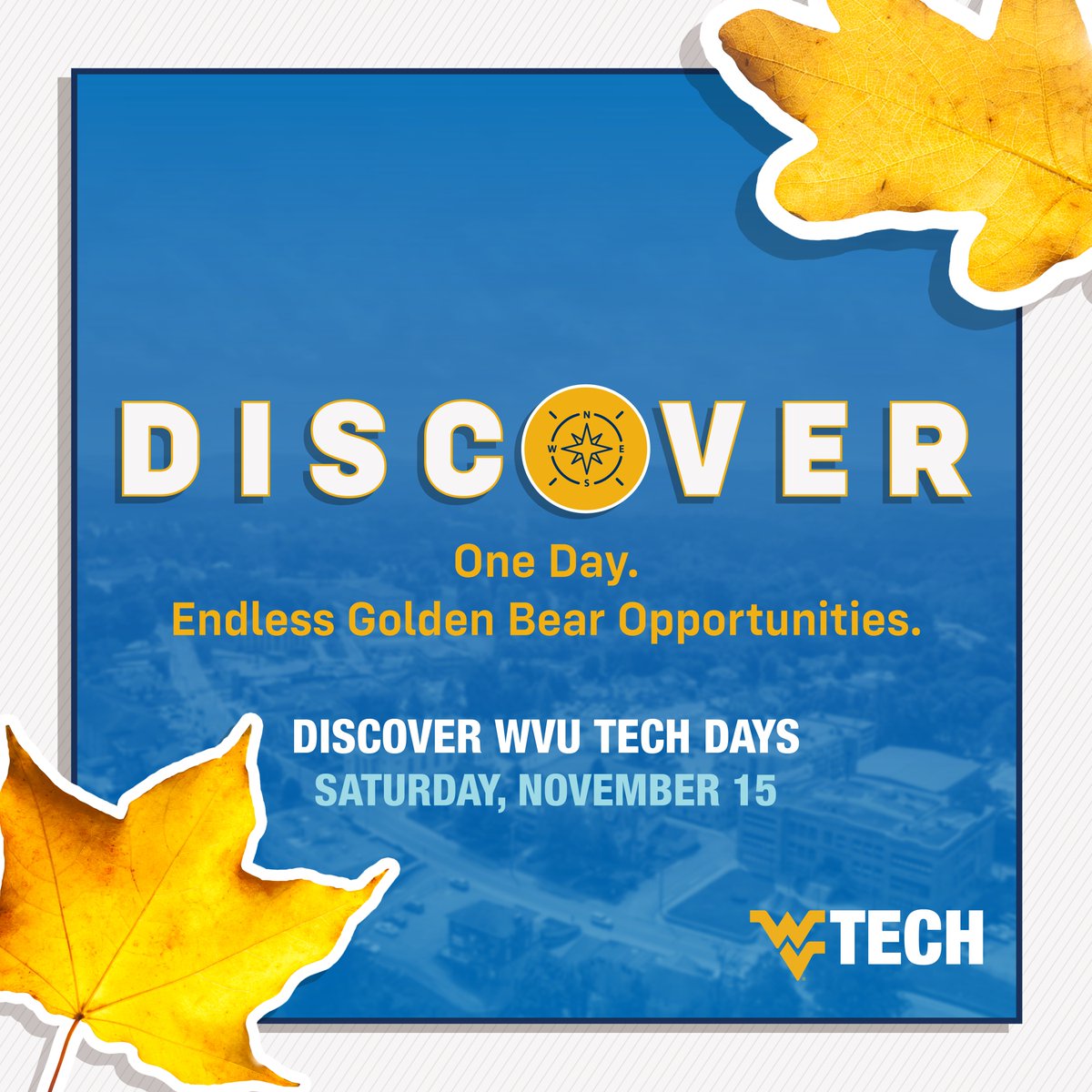 Monty_WVUTech's tweet photo. Discover Day is one of our biggest events of the year!

It's a great way to experience campus alongside other prospective students and their families.

To register, go to https://t.co/WHRdOvCris https://t.co/11mYlI5jdT