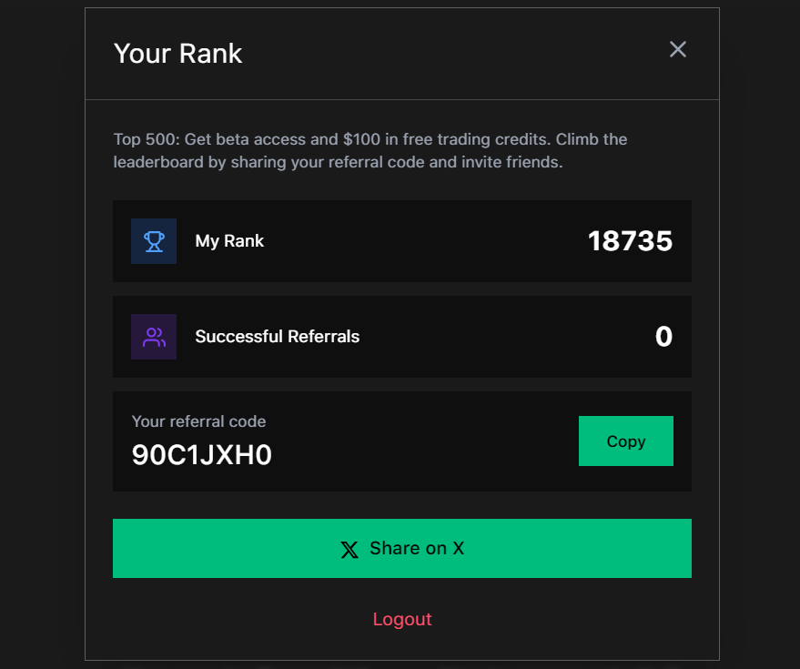 serp_0's tweet photo. gKalshi 

I have decided to join a new project from @Kalshi and @base that will work in a copy trading format

Here is my code to join 90C1JXH0 https://t.co/8yLqTBG1M5