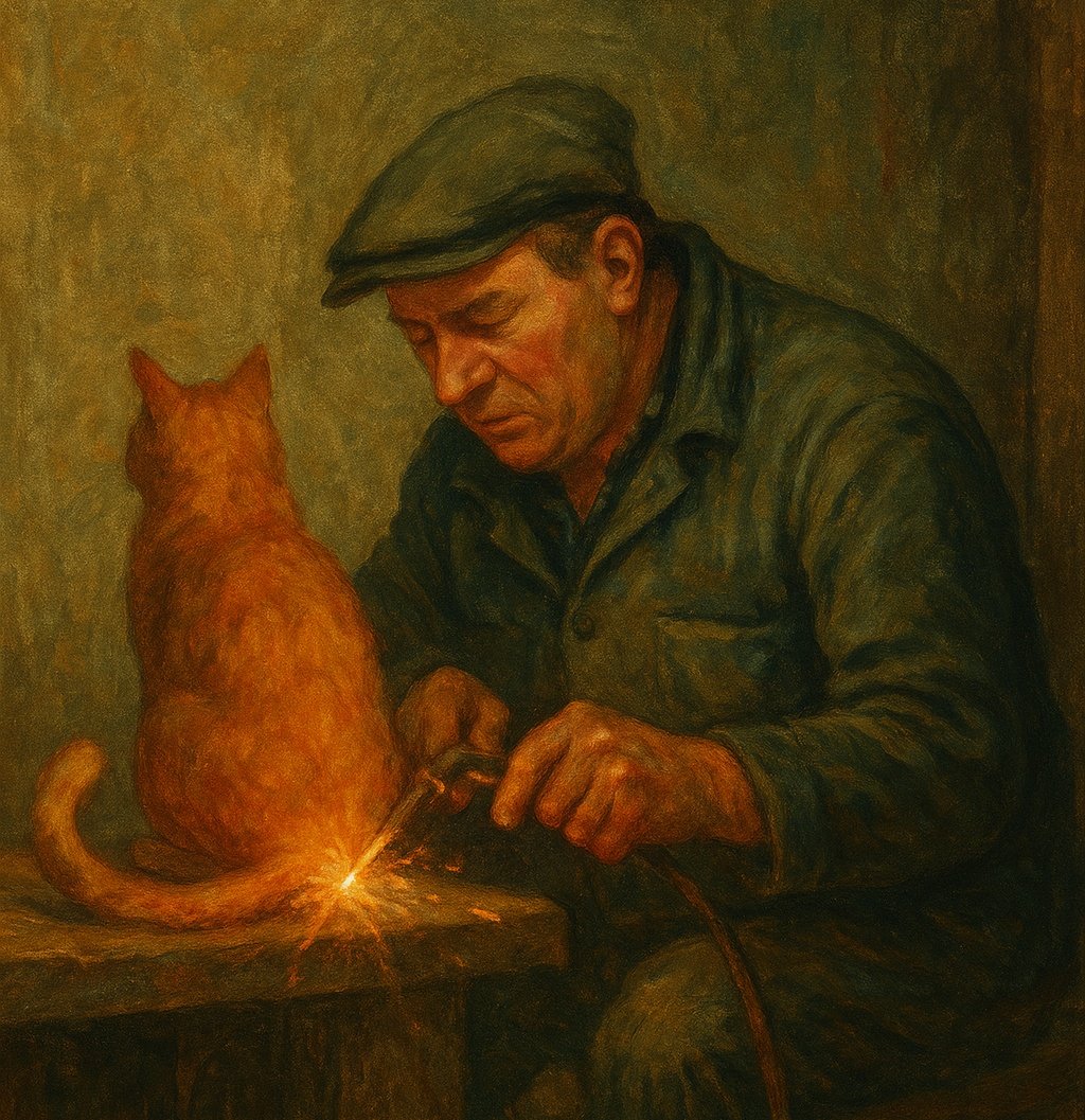 Fadder down in Come By Chance welding da arses back into cats.