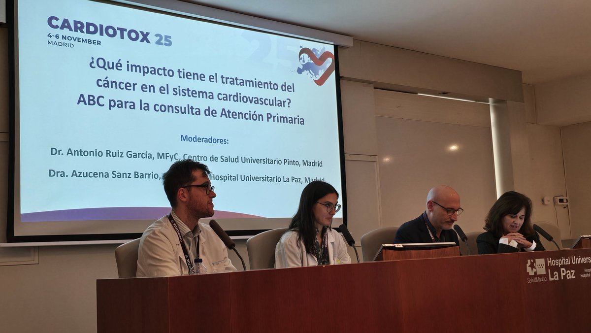 Empezamos la Jornada de #AtencionPrimaria en el #Cardiotox del Hospital La Paz, un referente Nacional e Internacional Juan Justel y Teresa López, un placer colaborar con vosotros