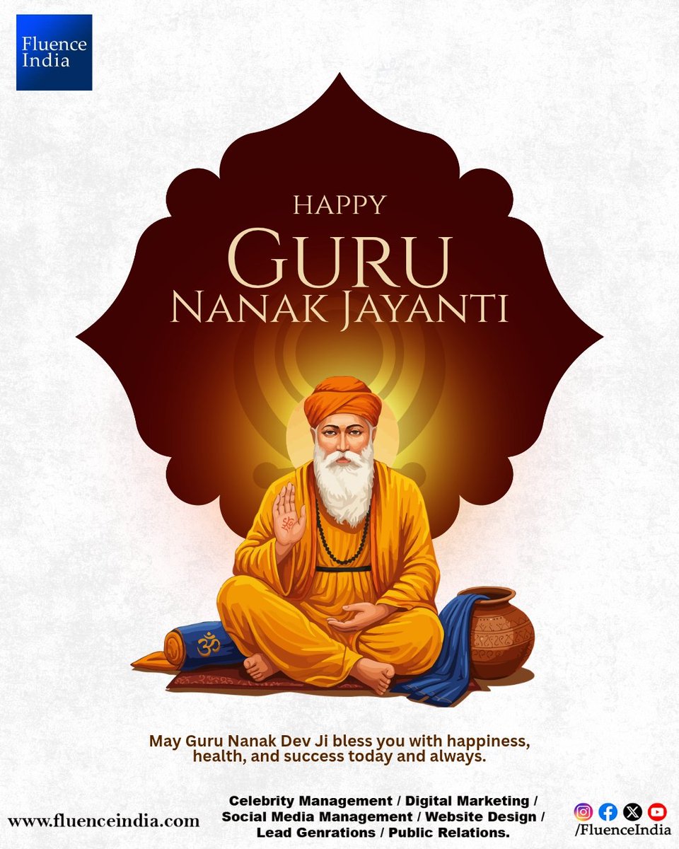 ✨ Fluence India wishes you all a blessed Guru Nanak Jayanti! ✨
May the divine teachings of Guru Nanak Dev Ji inspire us to lead with truth, humility, and compassion — creating a world built on unity and selfless service. 🙏

#GuruNanakJayanti #FluenceIndia #UnityInDiversity