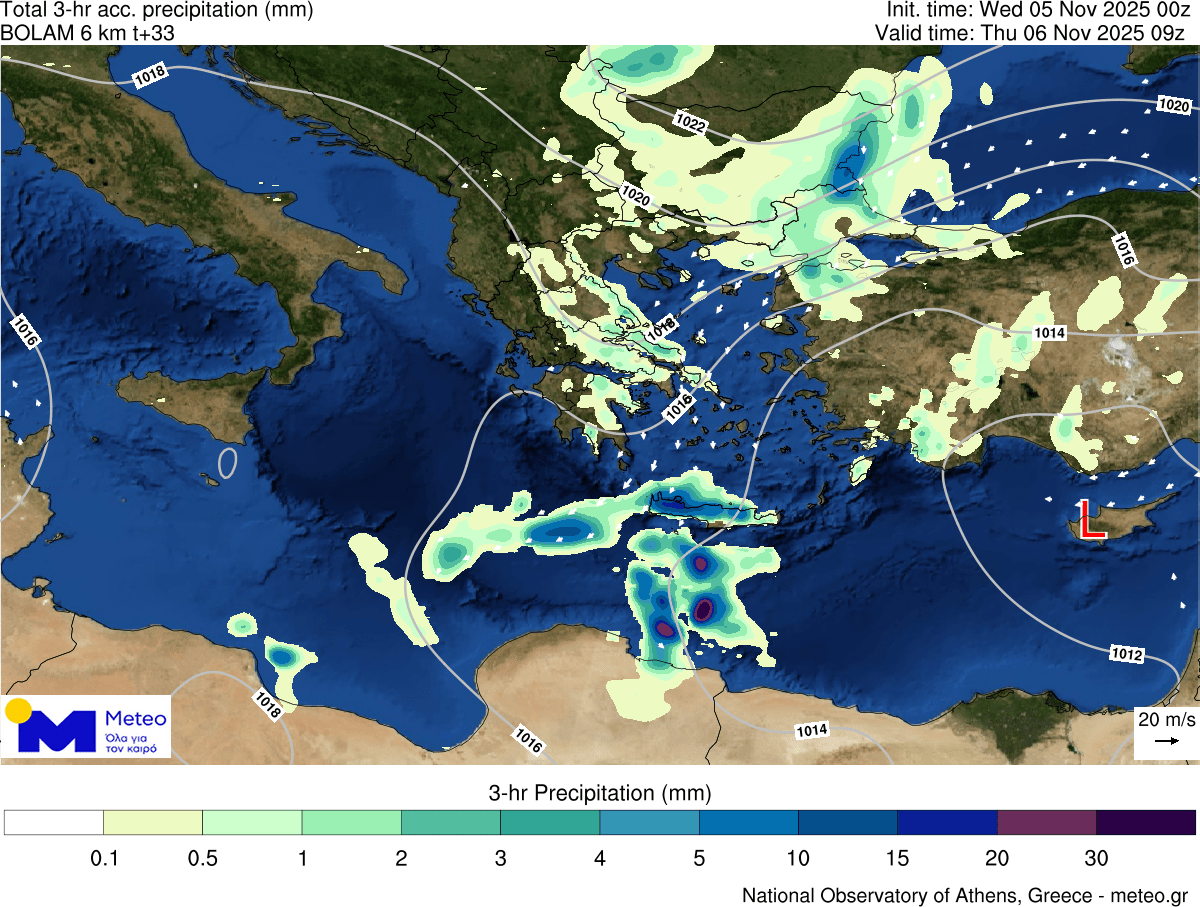 Βροχές και καταιγίδες στην Κρήτη τις βραδινές ώρες της Τετάρτης 05/11 και την Πέμπτη 06/11

meteo.gr/article_view.c…