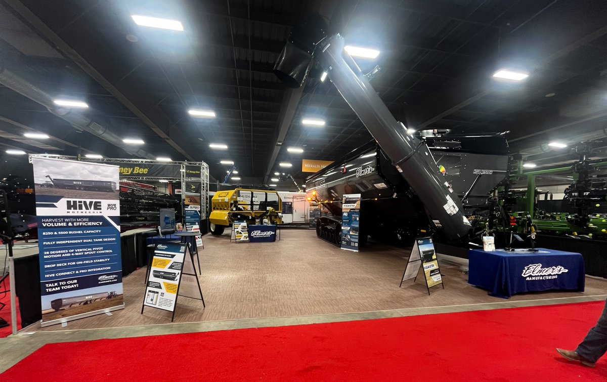 elmersmfg's tweet image. Heading to @agritradetoday in Red Deer this week?

Visit booth #554 in the Neeralta Pavilion to lock in 2025 pricing, check out 2026 Early Order deals, and see the 2500-bushel HaulMaster + Ravage Bale Processor up close!