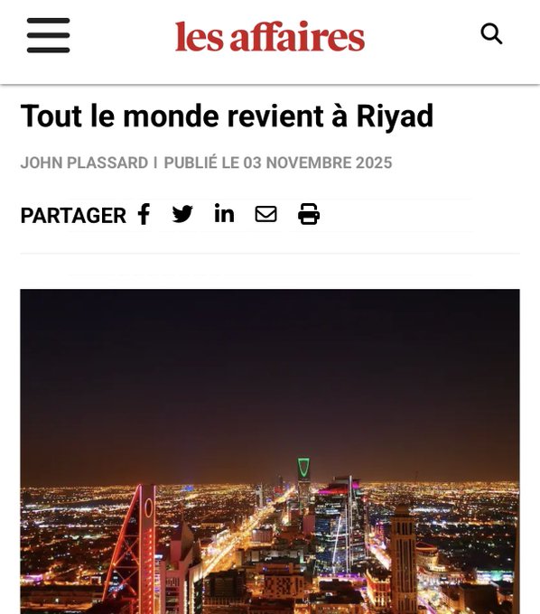 s_hm2030's tweet photo. صحيفة Les Affaires الكندية:
.
الجميع يعود إلى الرياض التي أصبحت لا غنى عنها 🇸🇦 https://t.co/9xAXXV42rl