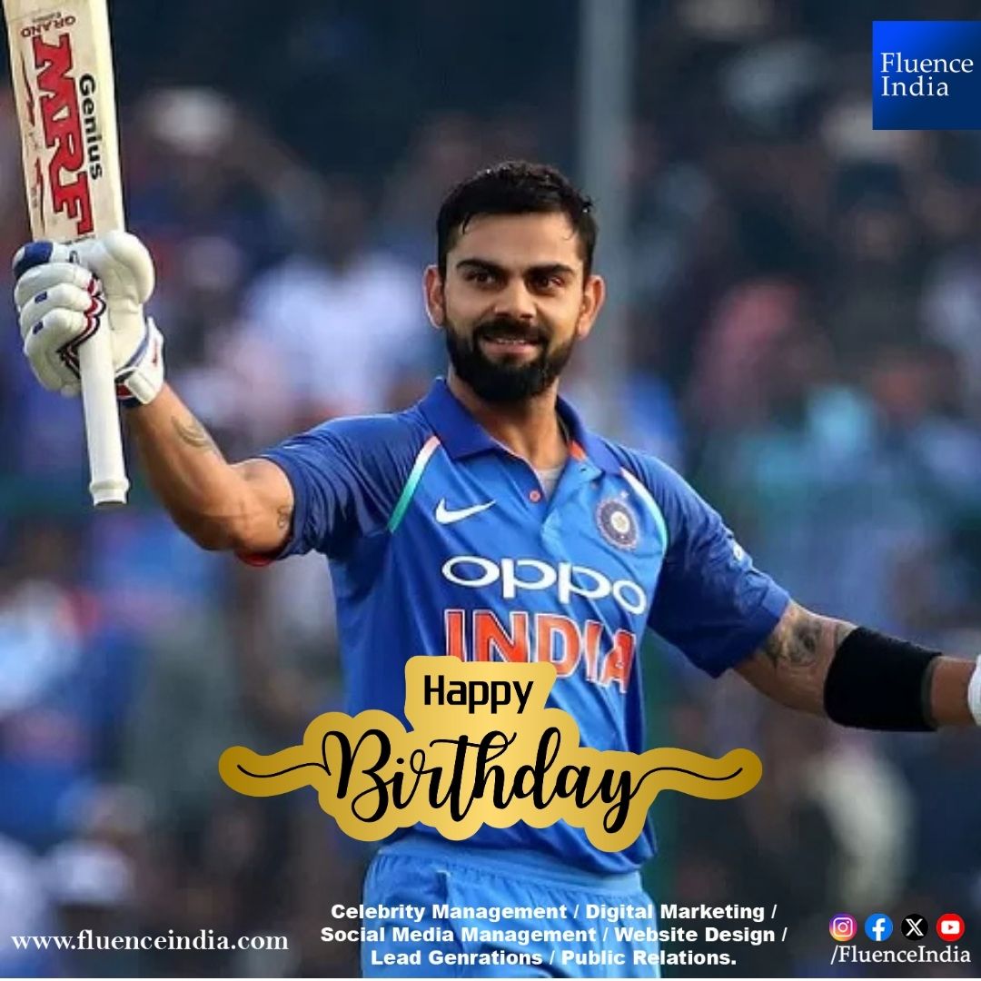King Kohli turns a year bolder! 👑🔥
Here’s to the man who never stops inspiring us—on and off the field! 💪💯
#HappyBirthdayViratKohli #KingKohli #FluenceIndiaCelebrates