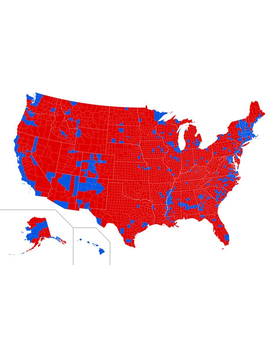 DatosAme24's tweet image. 🇺🇲#EEUU - Mapa de Estados Unidos por Condados 

🔵Democratas
🔴Republicanos