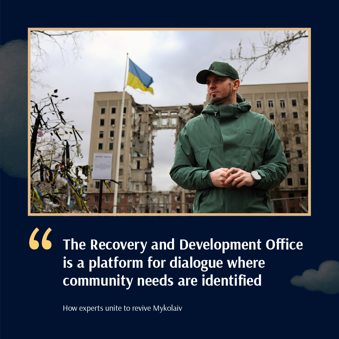 “We respond to the community’s needs and turn them into real projects,” says Viktor Sikalenko, leading Mykolaiv’s Recovery and Development Office. From energy independence to veteran support, his work shapes a safer, resilient city — with <a href="/EUDelegationUA/">EU in Ukraine</a>, <a href="/DanishMFA/">Denmark MFA 🇩🇰</a>, <a href="/SwedeninUA/">Sweden in Ukraine</a>