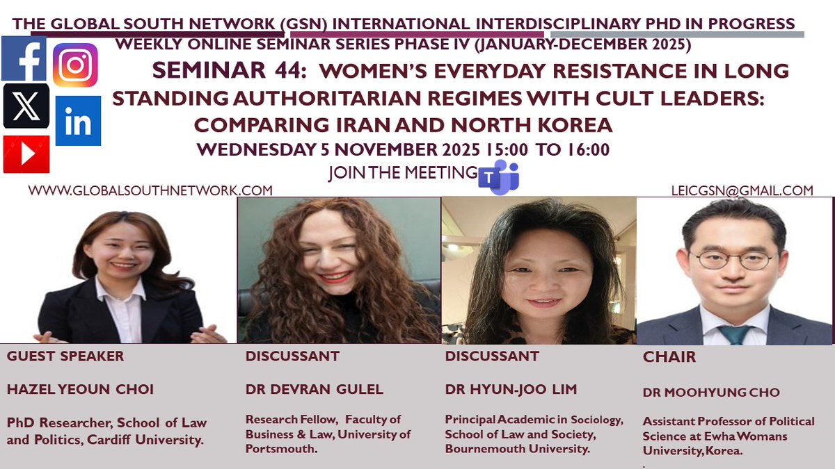 GLOBALSOUTHNET2's tweet image. HAPPENING TODAY
#Iranian #NorthKorea #korea #women #WomenEmpowerment #Feminism #authoritarian